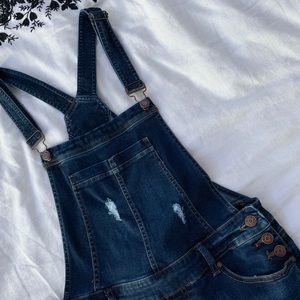 Belle Distressed Denim Overalls Size L